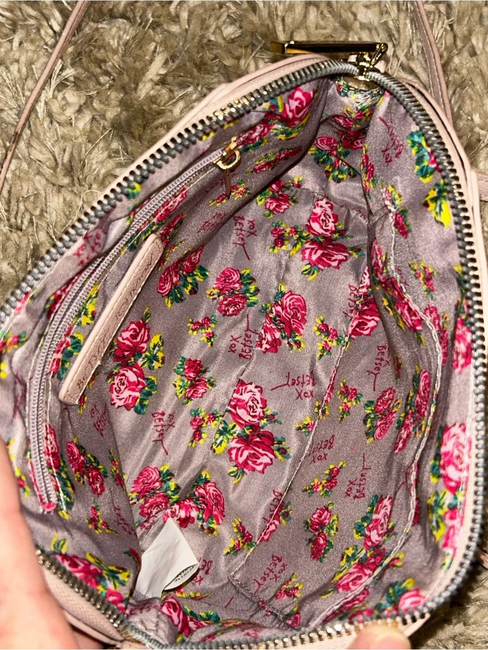 Betsey Johnson Blush Pink XO Anaya Crossbody Bag with Floral Scarf Accent